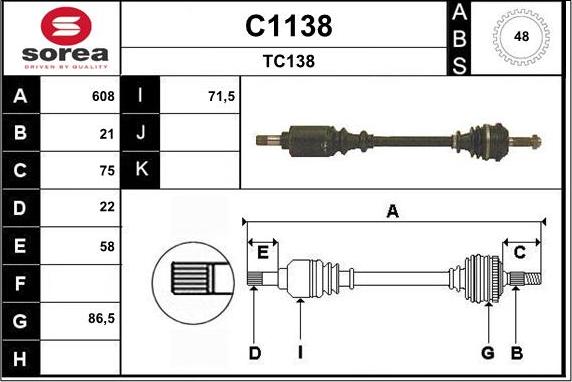 SNRA C1138 - Приводной вал unicars.by