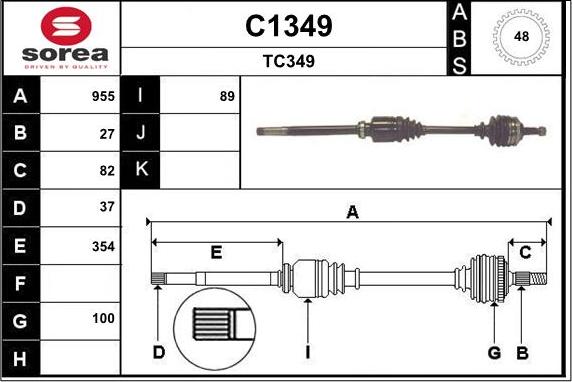 SNRA C1349 - Приводной вал unicars.by