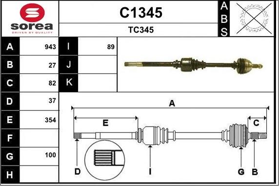 SNRA C1345 - Приводной вал unicars.by