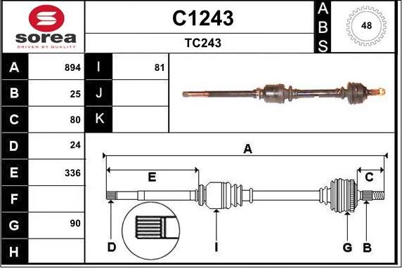 SNRA C1243 - Приводной вал unicars.by