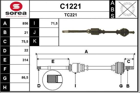 SNRA C1221 - Приводной вал unicars.by