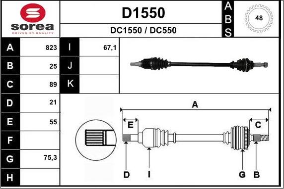 SNRA D1550 - Приводной вал unicars.by