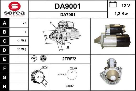 SNRA DA9001 - Стартер unicars.by