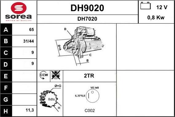 SNRA DH9020 - Стартер unicars.by