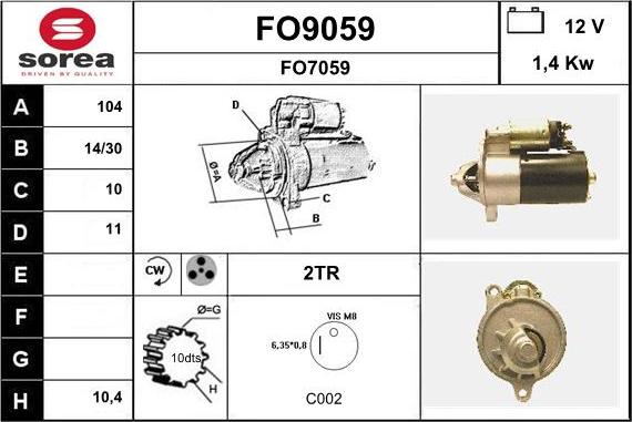 SNRA FO9059 - Стартер unicars.by