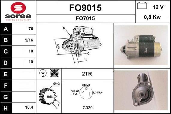 SNRA FO9015 - Стартер unicars.by