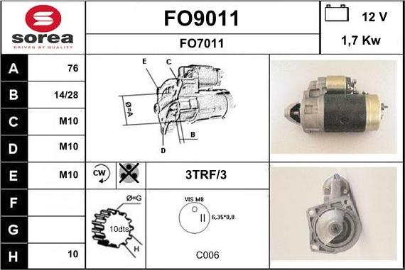 SNRA FO9011 - Стартер unicars.by