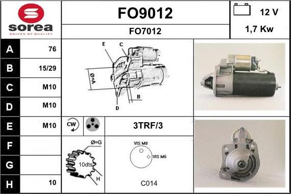 SNRA FO9012 - Стартер unicars.by