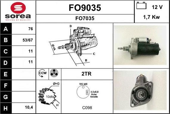 SNRA FO9035 - Стартер unicars.by