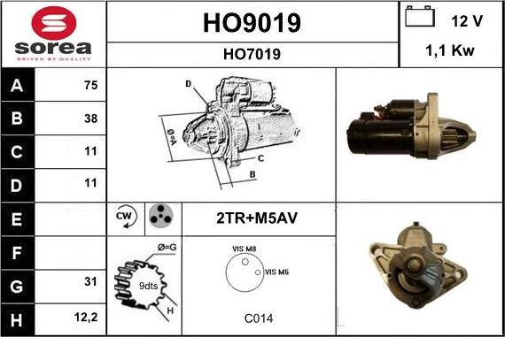 SNRA HO9019 - Стартер unicars.by