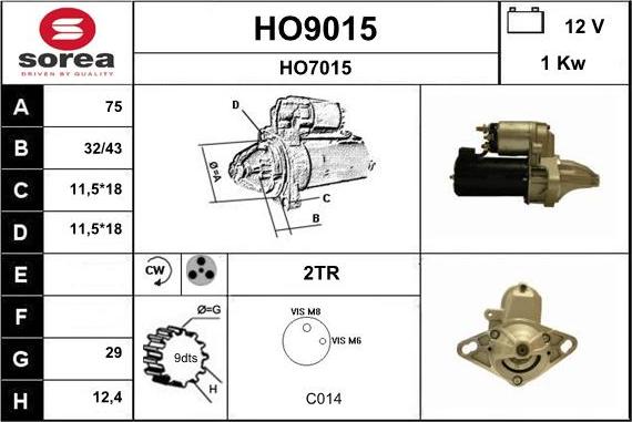 SNRA HO9015 - Стартер unicars.by