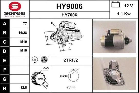 SNRA HY9006 - Стартер unicars.by