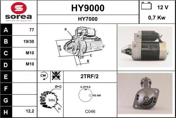 SNRA HY9000 - Стартер unicars.by