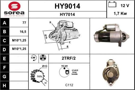 SNRA HY9014 - Стартер unicars.by