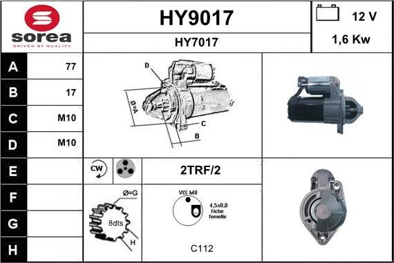 SNRA HY9017 - Стартер unicars.by