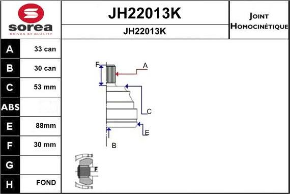 SNRA JH22013K - Шарнирный комплект, ШРУС, приводной вал unicars.by