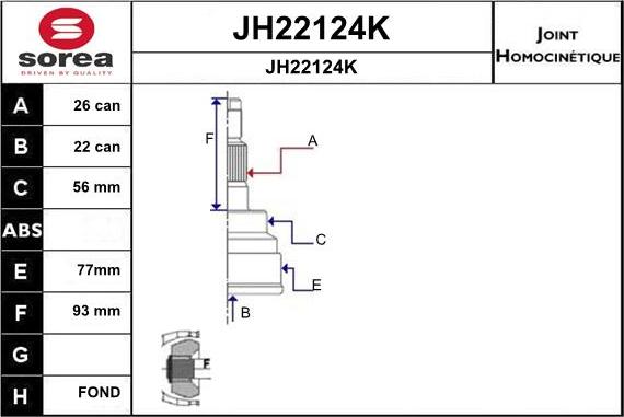 SNRA JH22124K - Шарнирный комплект, ШРУС, приводной вал unicars.by