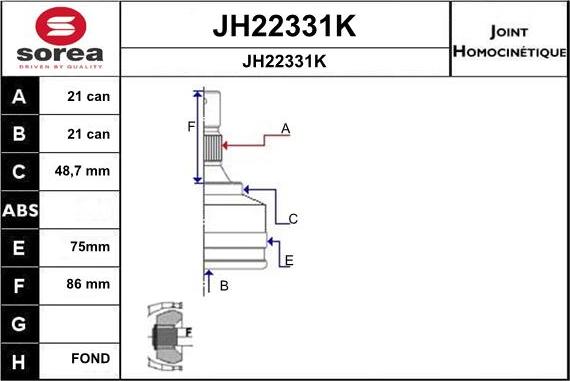 SNRA JH22331K - Шарнирный комплект, ШРУС, приводной вал unicars.by