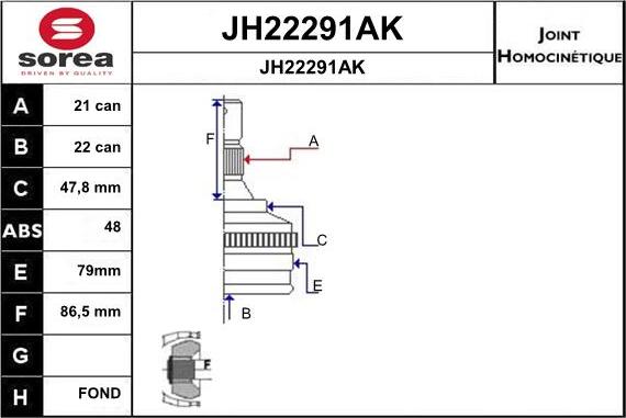 SNRA JH22291AK - Шарнирный комплект, ШРУС, приводной вал unicars.by