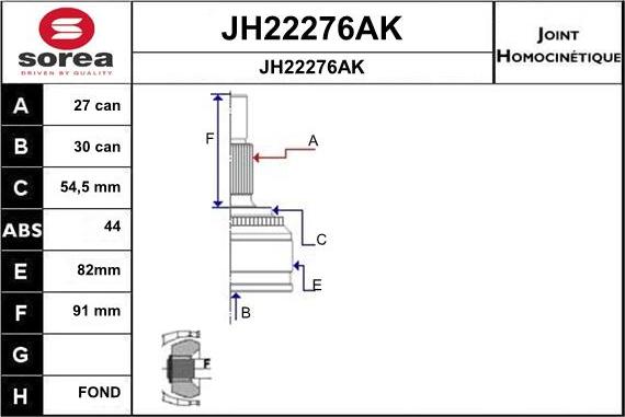 SNRA JH22276AK - Шарнирный комплект, ШРУС, приводной вал unicars.by