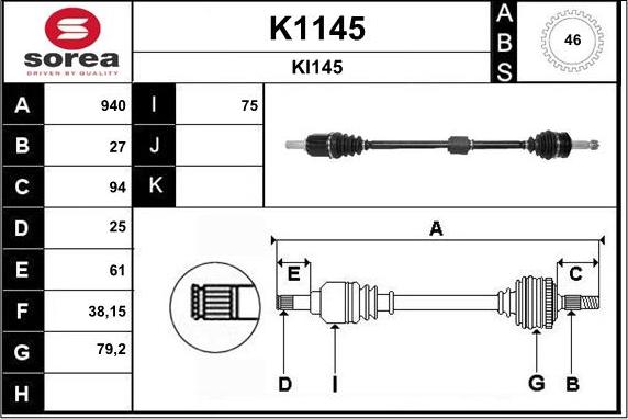 SNRA K1145 - Приводной вал unicars.by