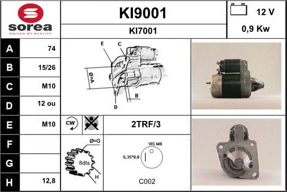 SNRA KI9001 - Стартер unicars.by