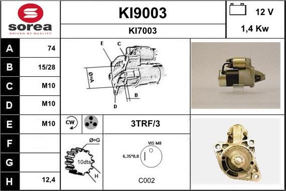 SNRA KI9003 - Стартер unicars.by