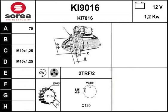 SNRA KI9016 - Стартер unicars.by