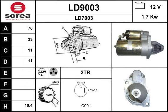 SNRA LD9003 - Стартер unicars.by