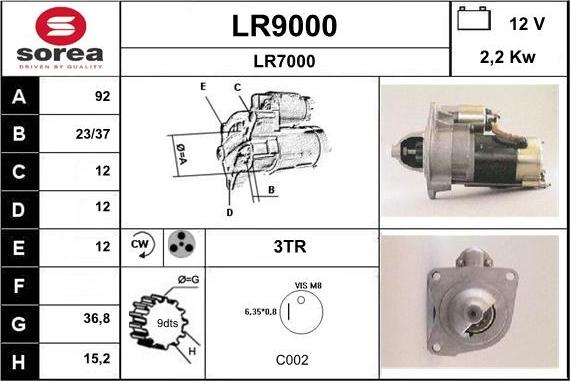 SNRA LR9000 - Стартер unicars.by