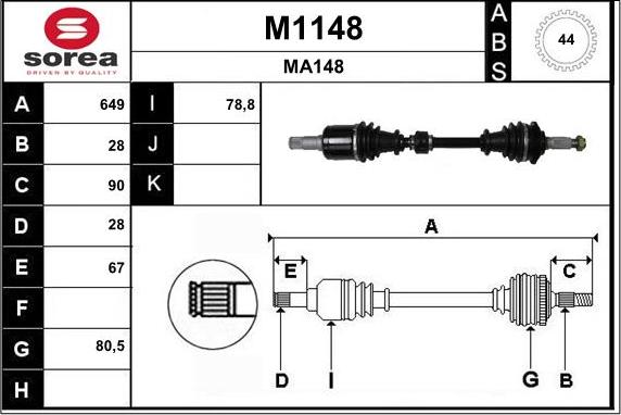 SNRA M1148 - Приводной вал unicars.by