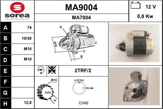 SNRA MA9004 - Стартер unicars.by