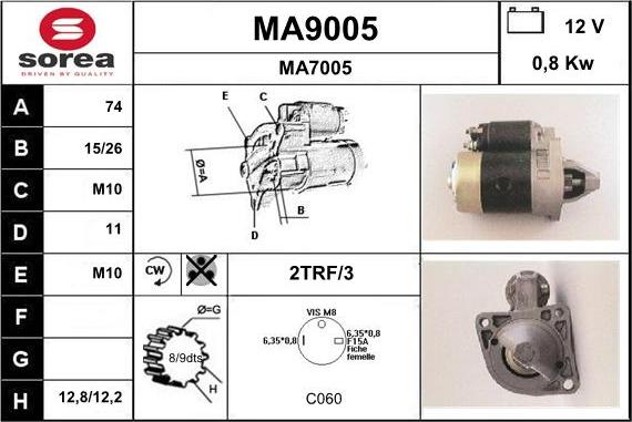 SNRA MA9005 - Стартер unicars.by