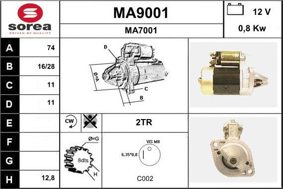 SNRA MA9001 - Стартер unicars.by