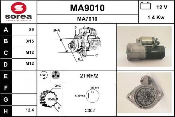 SNRA MA9010 - Стартер unicars.by