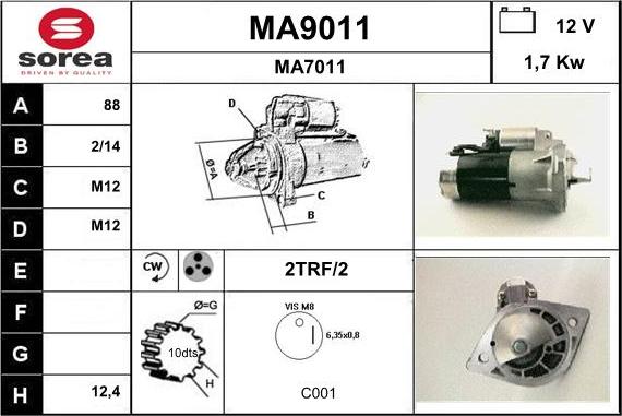 SNRA MA9011 - Стартер unicars.by