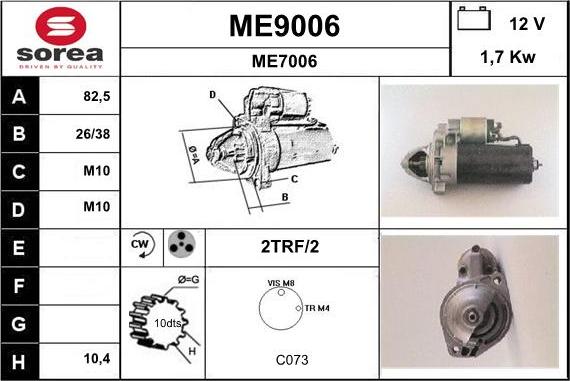 SNRA ME9006 - Стартер unicars.by