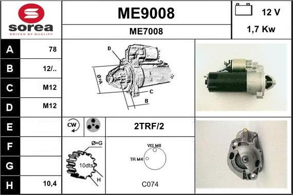 SNRA ME9008 - Стартер unicars.by