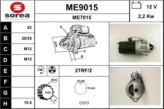 SNRA ME9015 - Стартер unicars.by