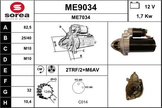 SNRA ME9034 - Стартер unicars.by