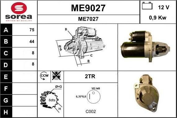 SNRA ME9027 - Стартер unicars.by