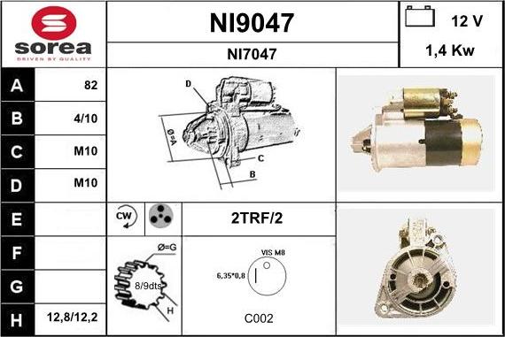 SNRA NI9047 - Стартер unicars.by