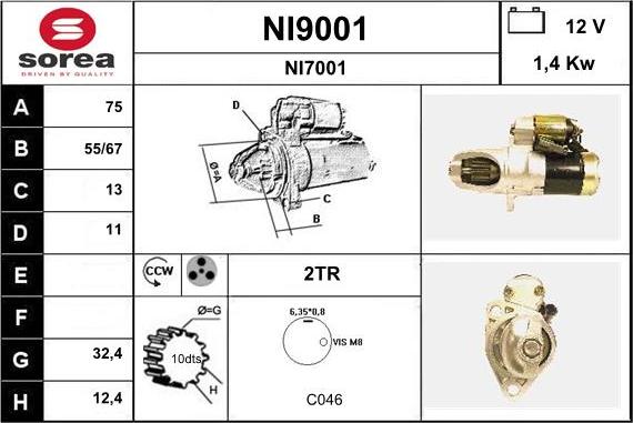 SNRA NI9001 - Стартер unicars.by