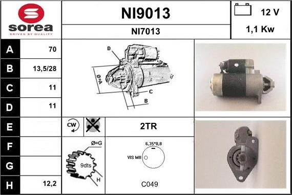 SNRA NI9013 - Стартер unicars.by