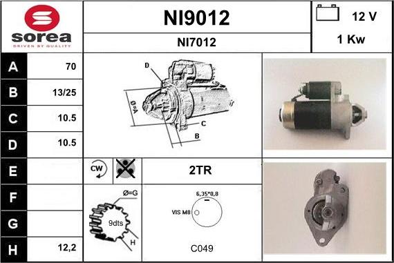 SNRA NI9012 - Стартер unicars.by