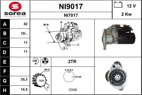 SNRA NI9017 - Стартер unicars.by