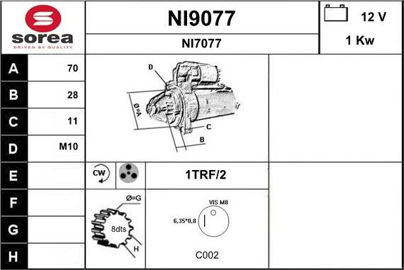 SNRA NI9077 - Стартер unicars.by