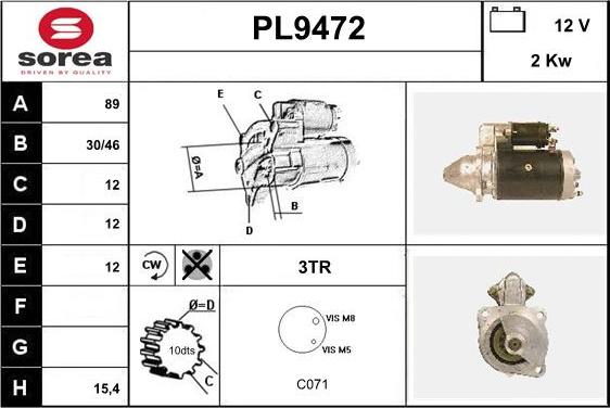 SNRA PL9472 - Стартер unicars.by