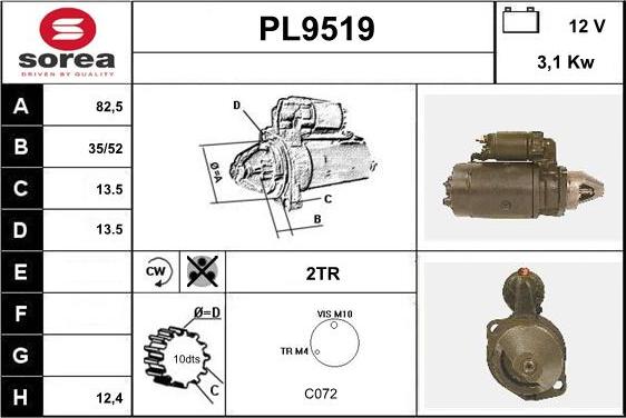 SNRA PL9519 - Стартер unicars.by