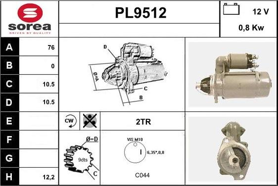 SNRA PL9512 - Стартер unicars.by